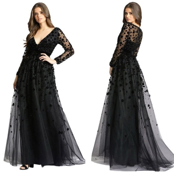 Mac Duggal 67502D Floral Appliques V-Neck Dress size 6 NEW $798 - Picture 1 of 11